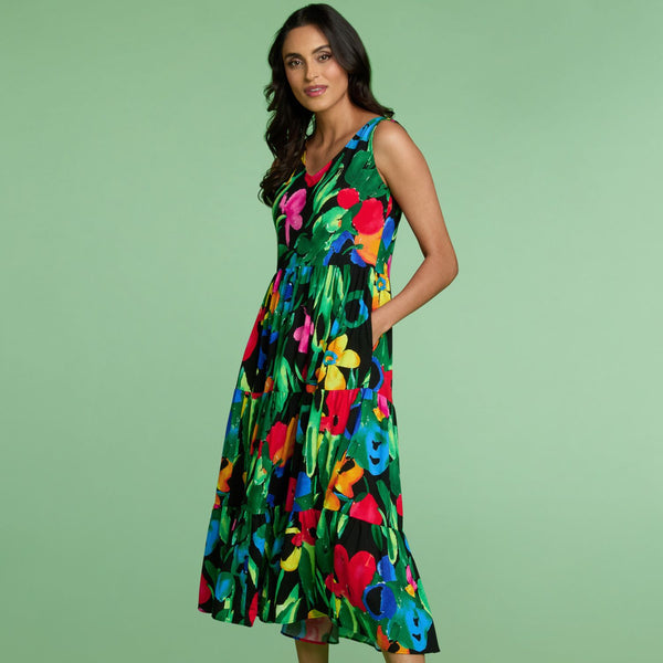 Long Ruffle Dress - Garden Black