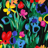 Colorful floral pattern on a black background