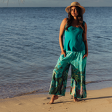 Wide Leg Cropped Pants - Emerald Forest