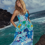 Mixed Ruffle Dress - Cool Blue