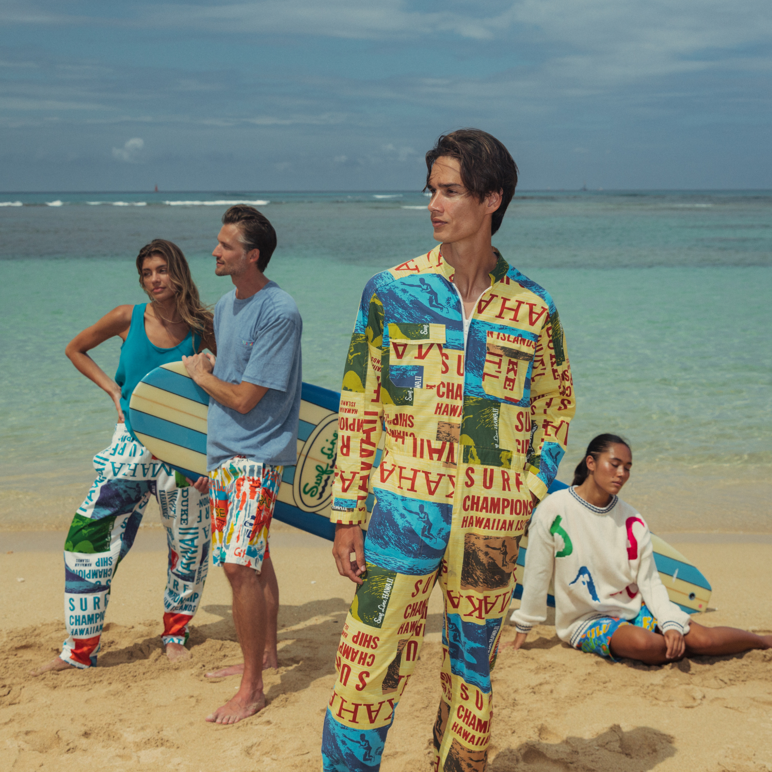 Surf Line Hawaii Vintage Mechanic Suit - Surf Contest Yellow