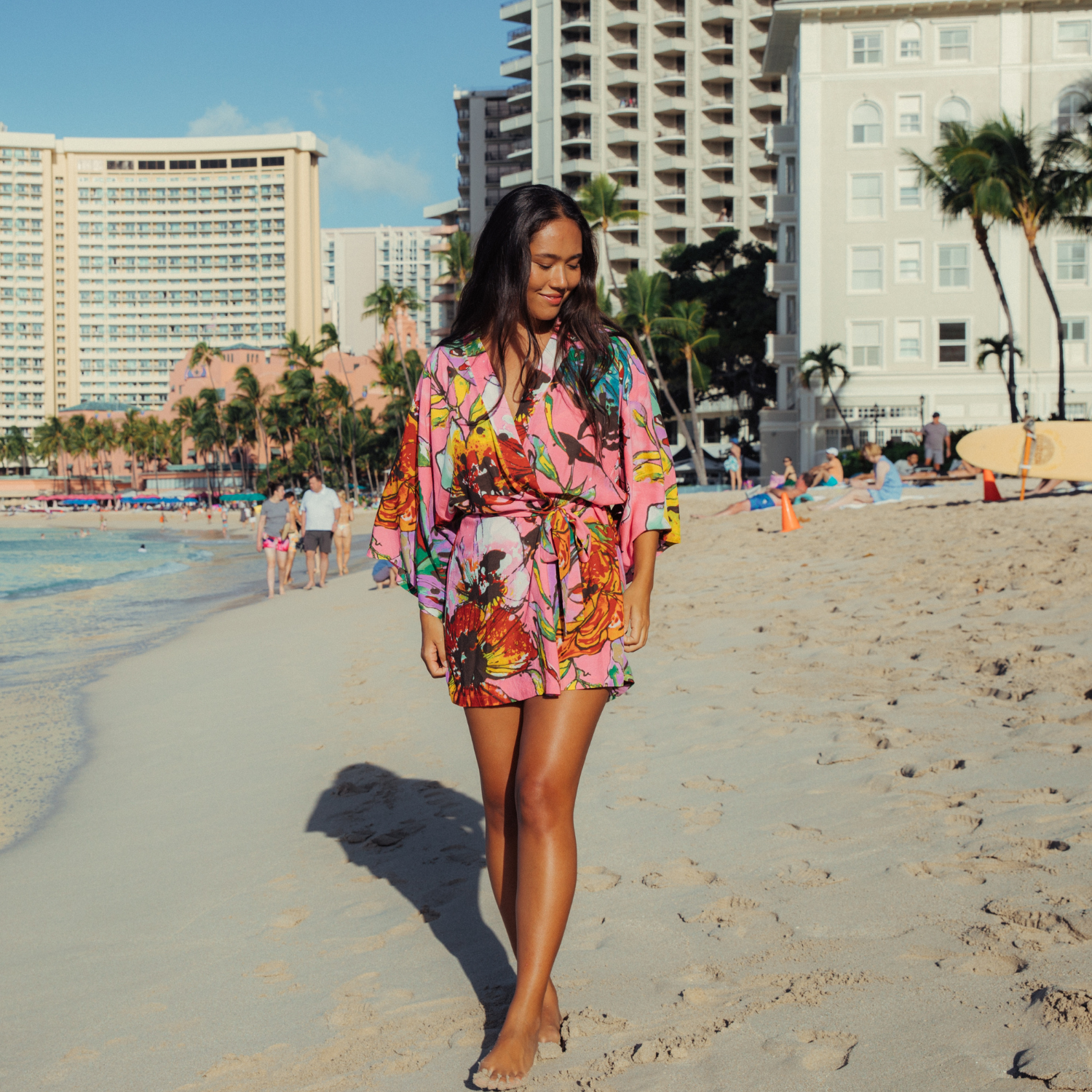 Akala (Pink) Short Kimono Robe - Marseille