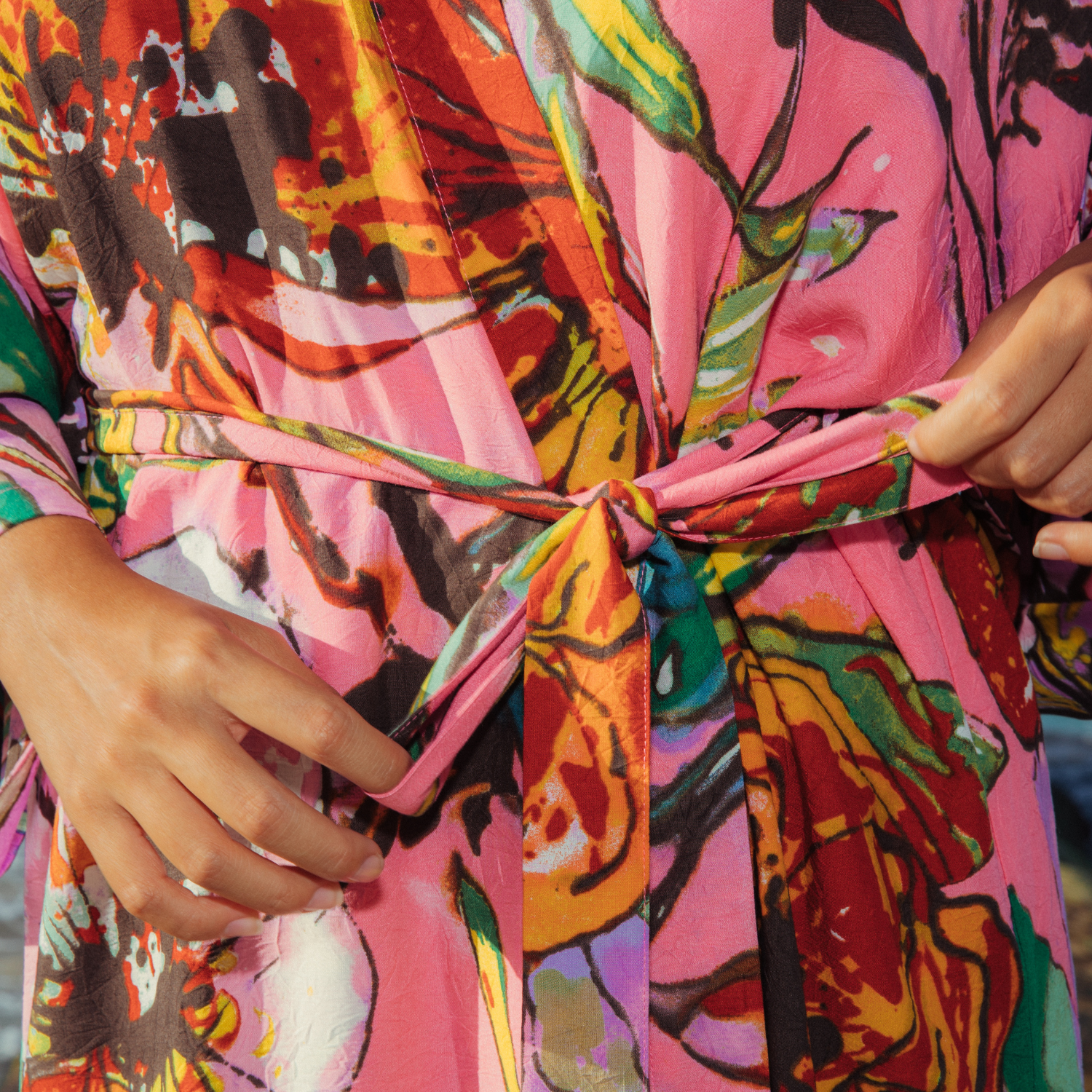 Akala (Pink) Short Kimono Robe - Marseille