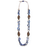 Tagua Nut Alidia Necklace - Royal Blue/ Charcoal