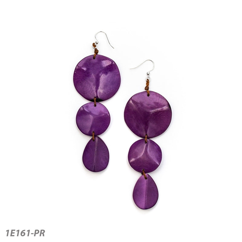 Tagua Nut Betty Earrings - Purple