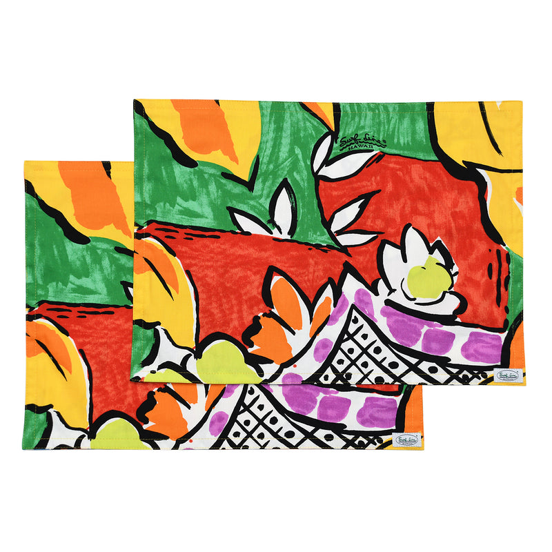 Surf Line Hawaii Reversible Placemat (Set of 2) - Jungle Paint green