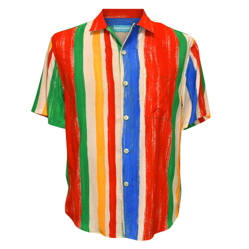 Rayon Classic Shirttail Hem - Beach Stripe