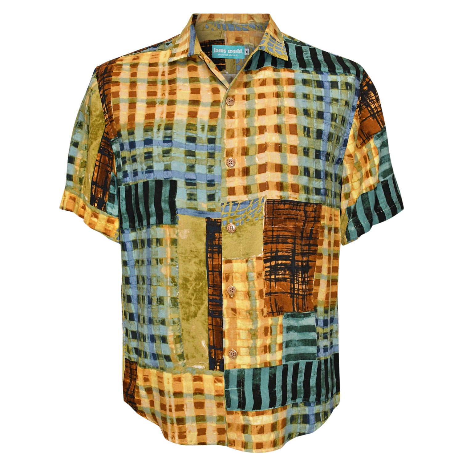 Rayon Retro Shirttail Hem - Gridlock