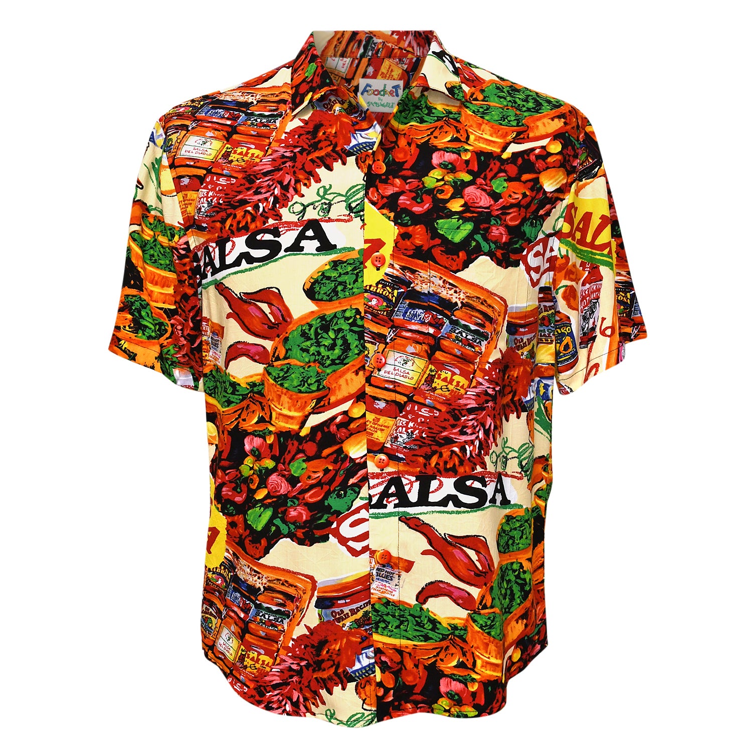 Rayon Retro Shirttail Hem - Salsa