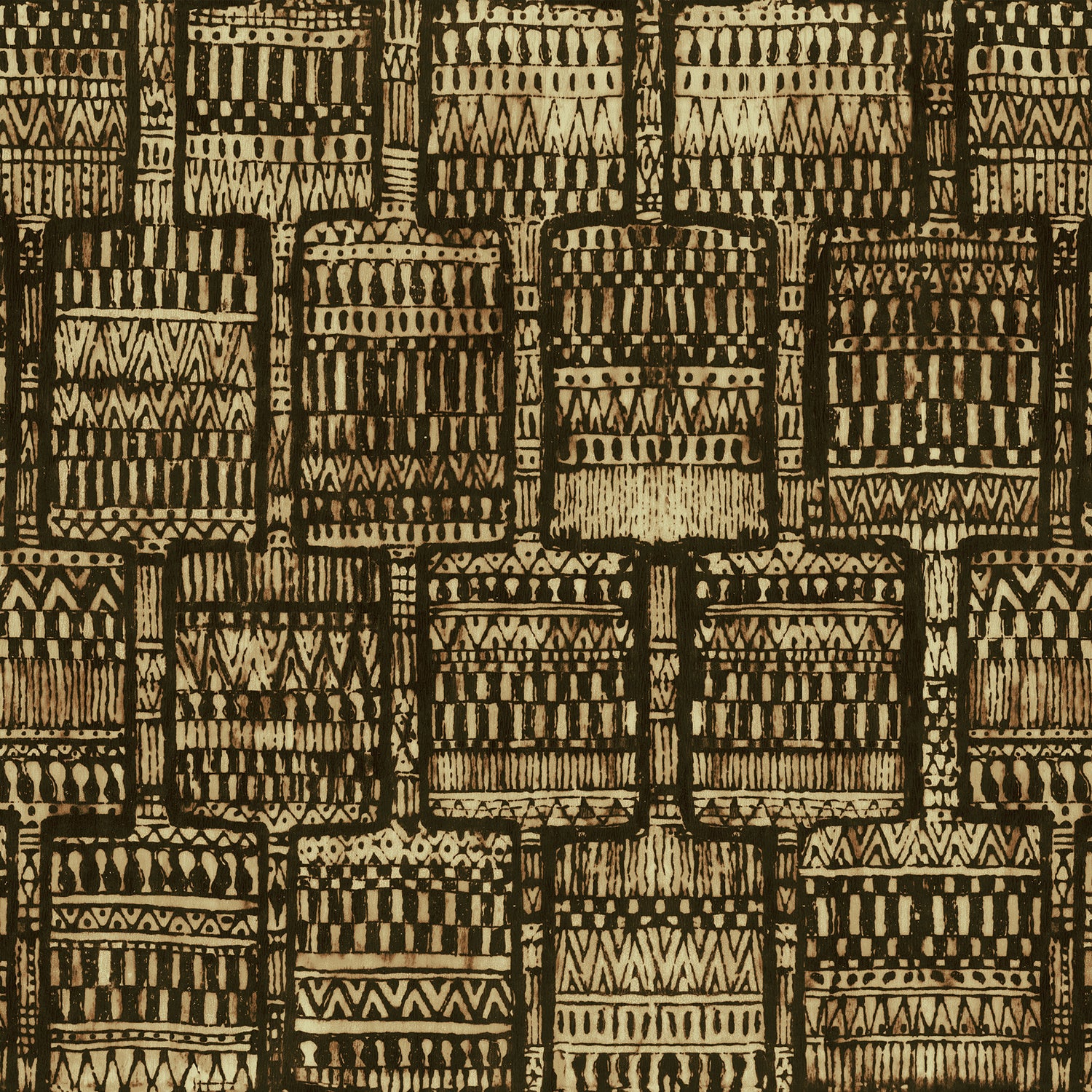 Men's Mix Print Shirt - Kahili Brown