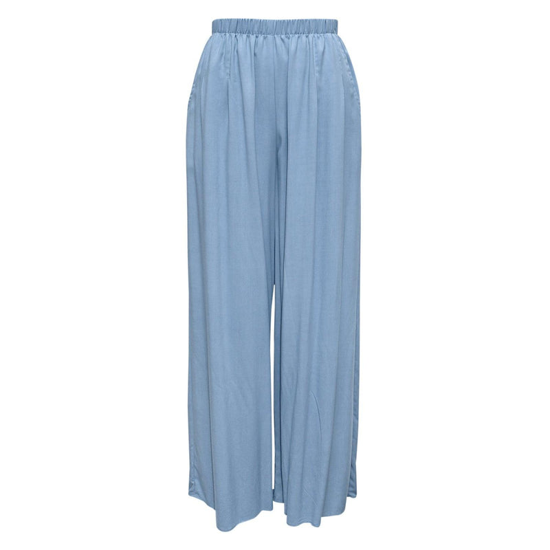 Solid Long Wide Leg Pants - Blue Gray - jamsworld.com