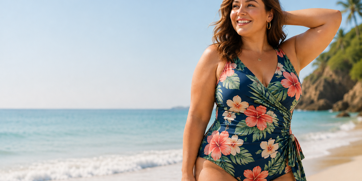 Trajes de baño favorecedores para figura de manzana: Siéntete segura en la playa.