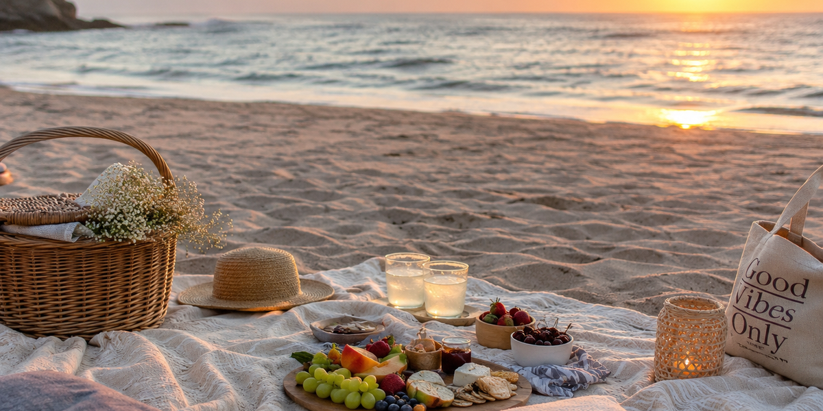 El arte del picnic en la playa: cómo crear un lujoso espacio veraniego en el paraíso.