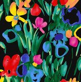 Colorful floral pattern on a black background