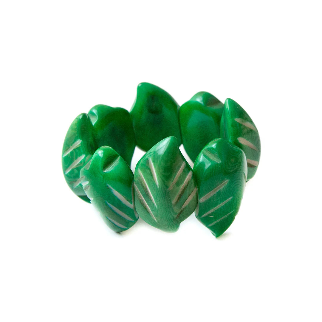 Bracelet Alyssa en noix de tagua - Vert forêt