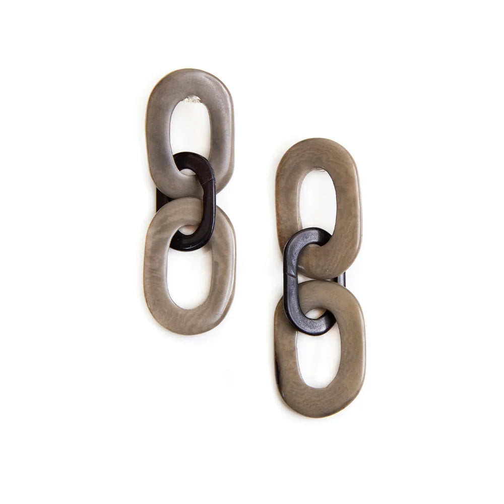 Tagua Nut Bri Earrings - Onyx/Charcoal