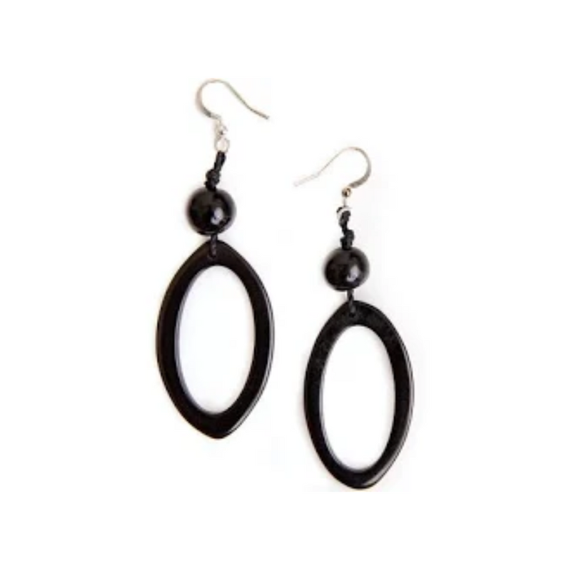 Tagua Nut Ava Earrings - Black