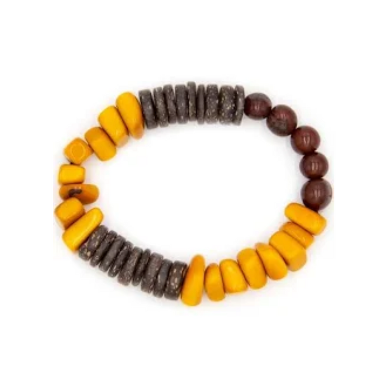 Tagua Nut Jia Bracelet - Yellow Chestnut Brown