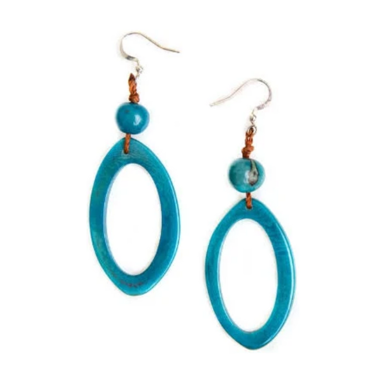Tagua Nut Ava Earrings - Turquoise