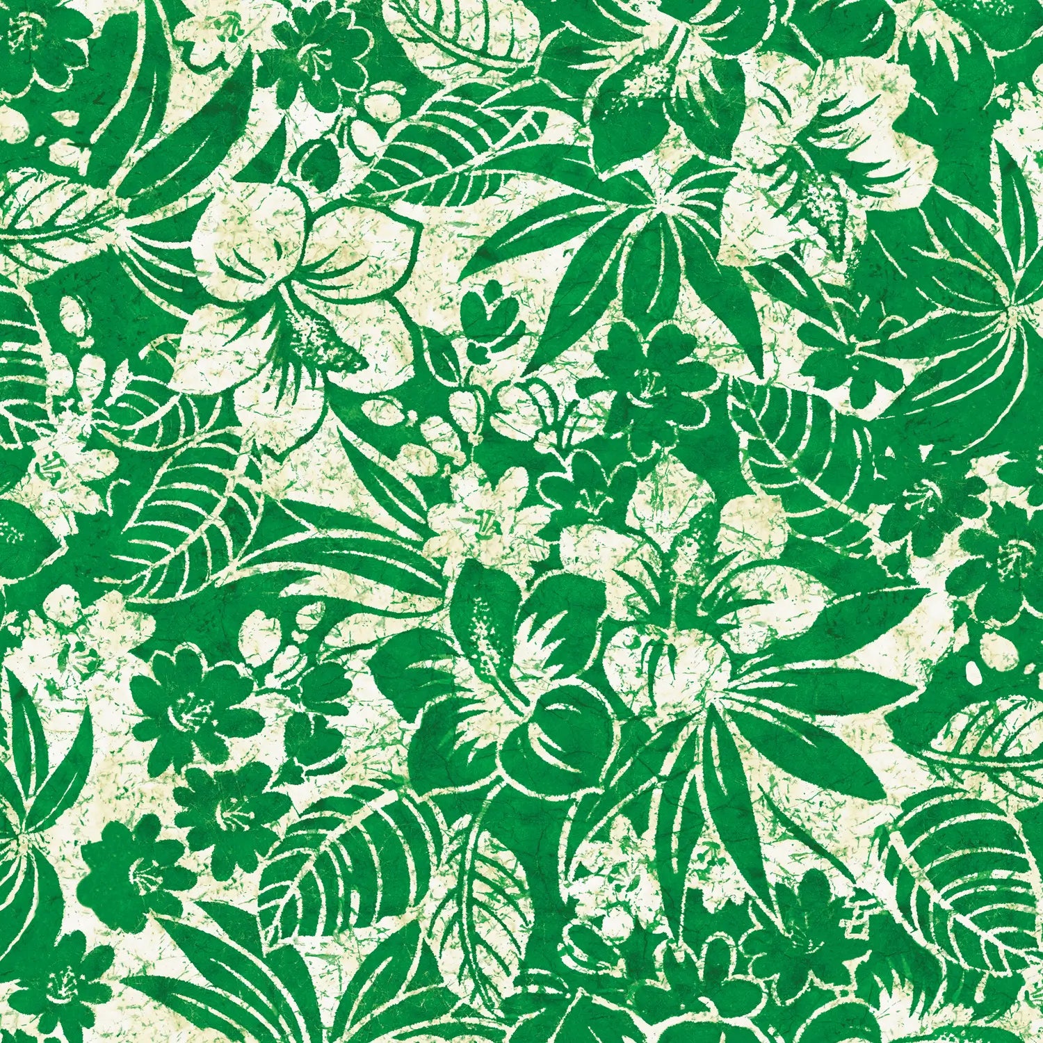 Green floral pattern on a textured beige background