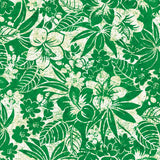 Green floral pattern on a textured beige background
