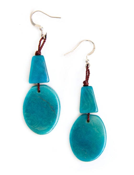 Tagua Nut Gigi Earrings - Turquoise