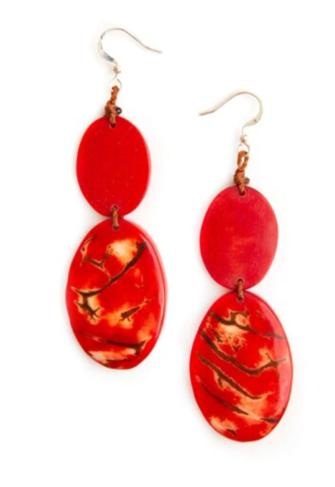 Boucles d'oreilles Tagua Nut Tina - Rouge