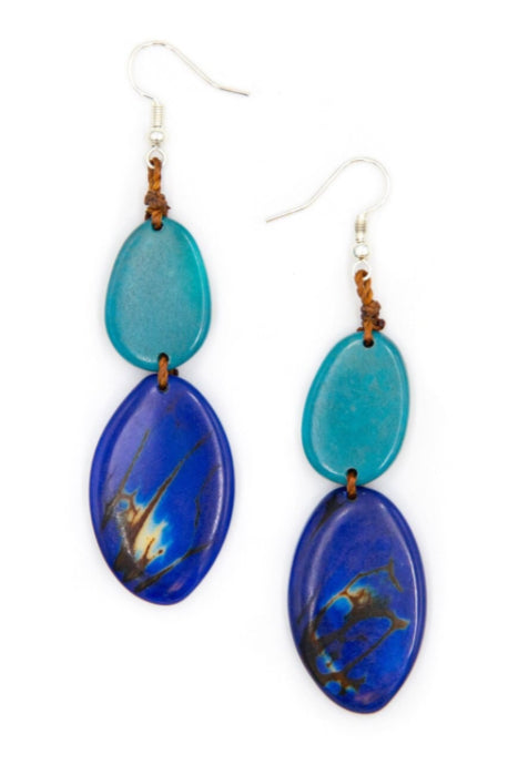 Boucles d'oreilles Tagua Nut Tina - Turquoise / Bleu Royal