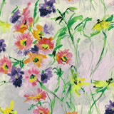 Colorful floral pattern with various flowers on a light background