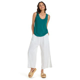 Solid Wide Leg Cropped Pants - White
