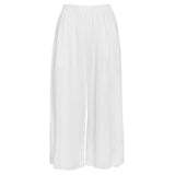 Solid Wide Leg Cropped Pants - White