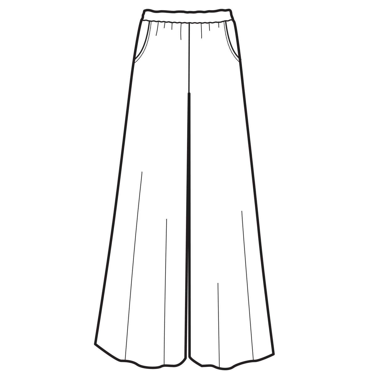 Solid Wide Leg Cropped Pants - Black