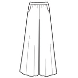 Solid Wide Leg Cropped Pants - Black