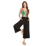 Solid Wide Leg Cropped Pants - Black