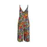 Colorful floral jumpsuit on a white background
