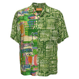Men's Mix Print Retro Shirt - Kahili Green