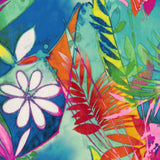 Diseño abstracto colorido con flores y hojas.