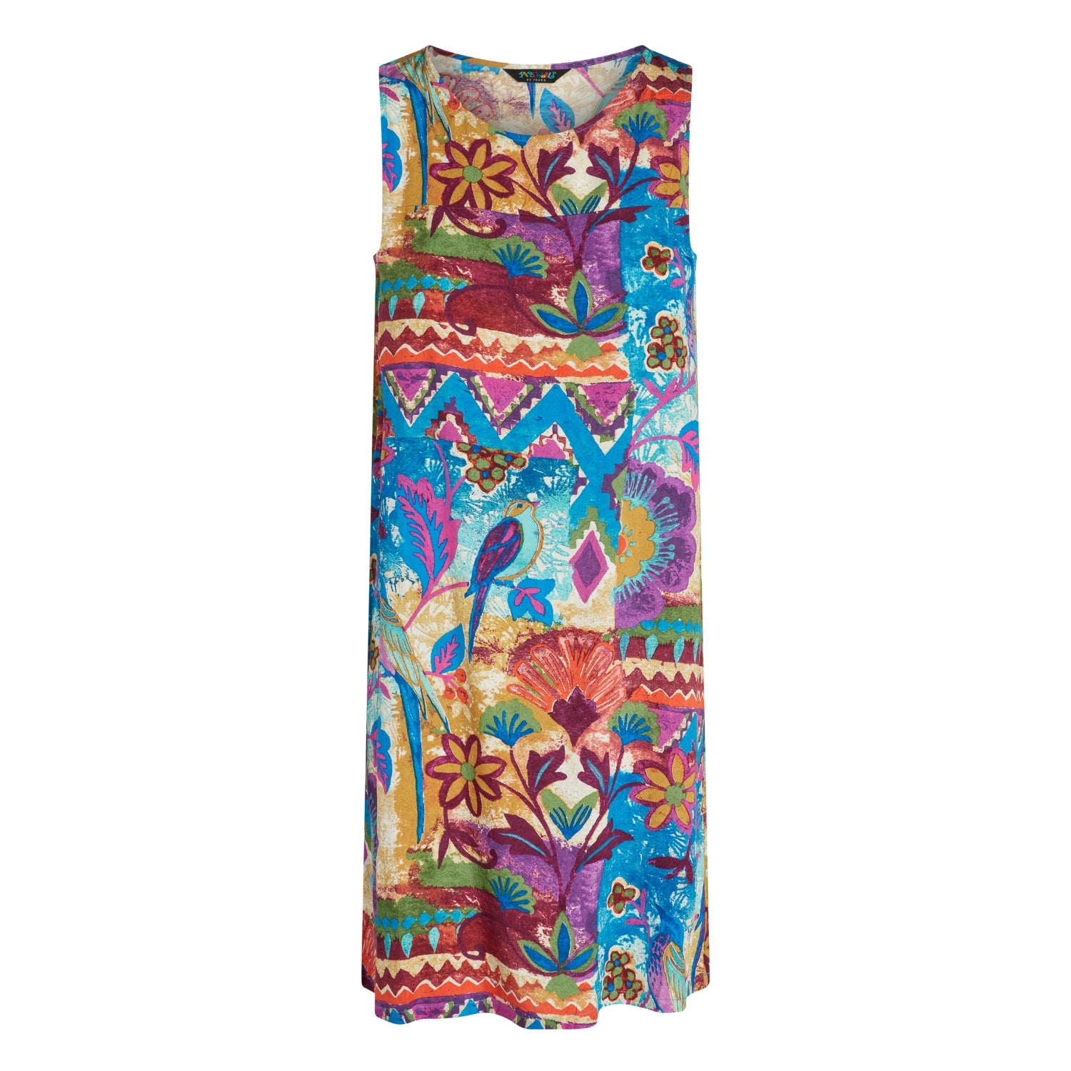 Colorful patterned dress on a white background