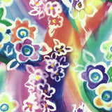 Colorful abstract design with floral elements on a multicolored background