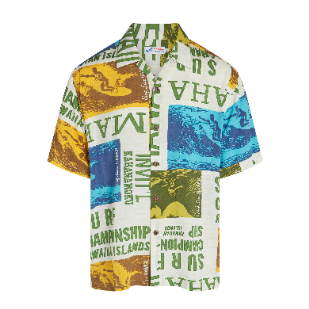 Men's Retro Aloha Shirt - Surf Contest White