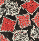 Pattern of red and black bandana-like squares on a black background