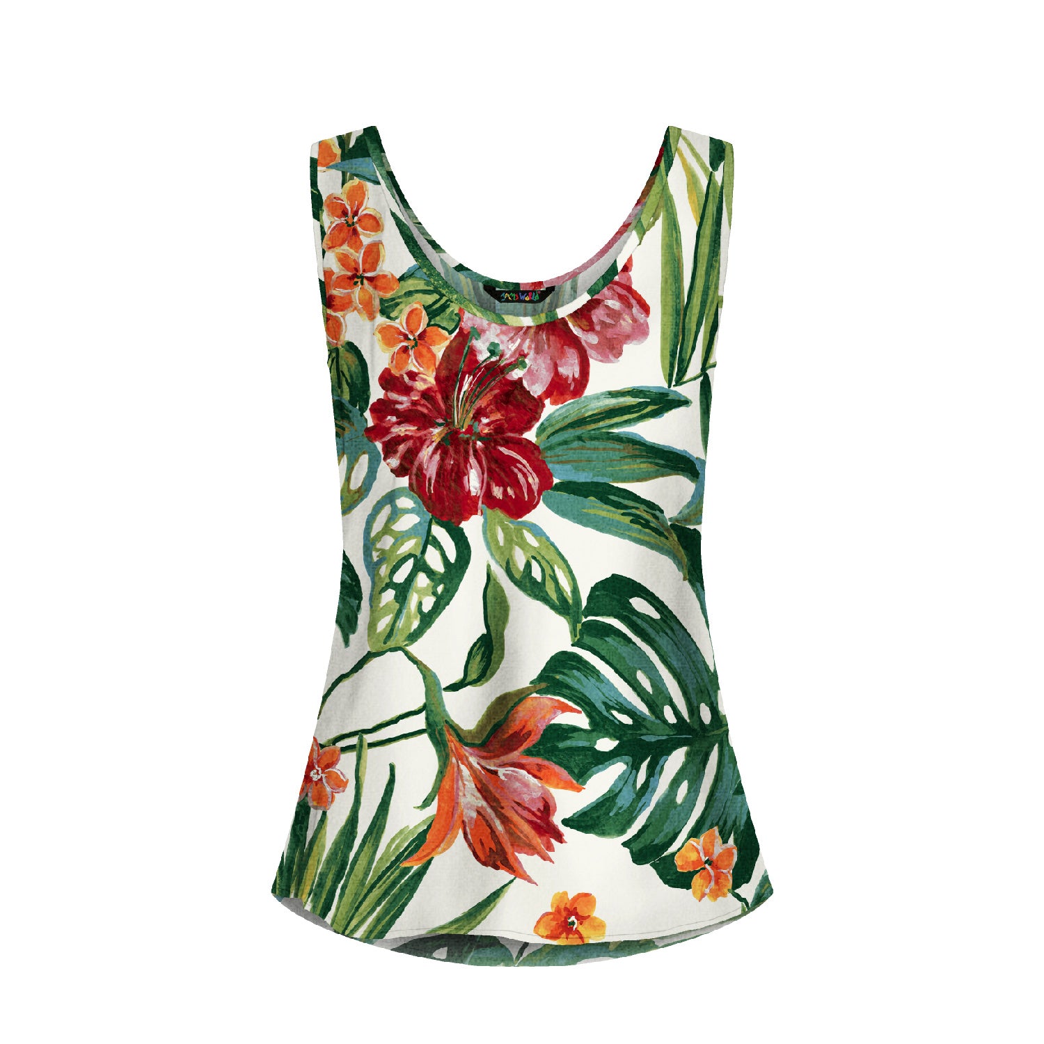 Débardeur à fleurs tropicales sur fond blanc