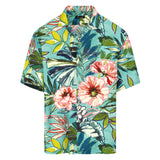 Tropical floral patterned shirt on a white background