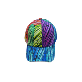 Colorful tie-dye cap on a white background