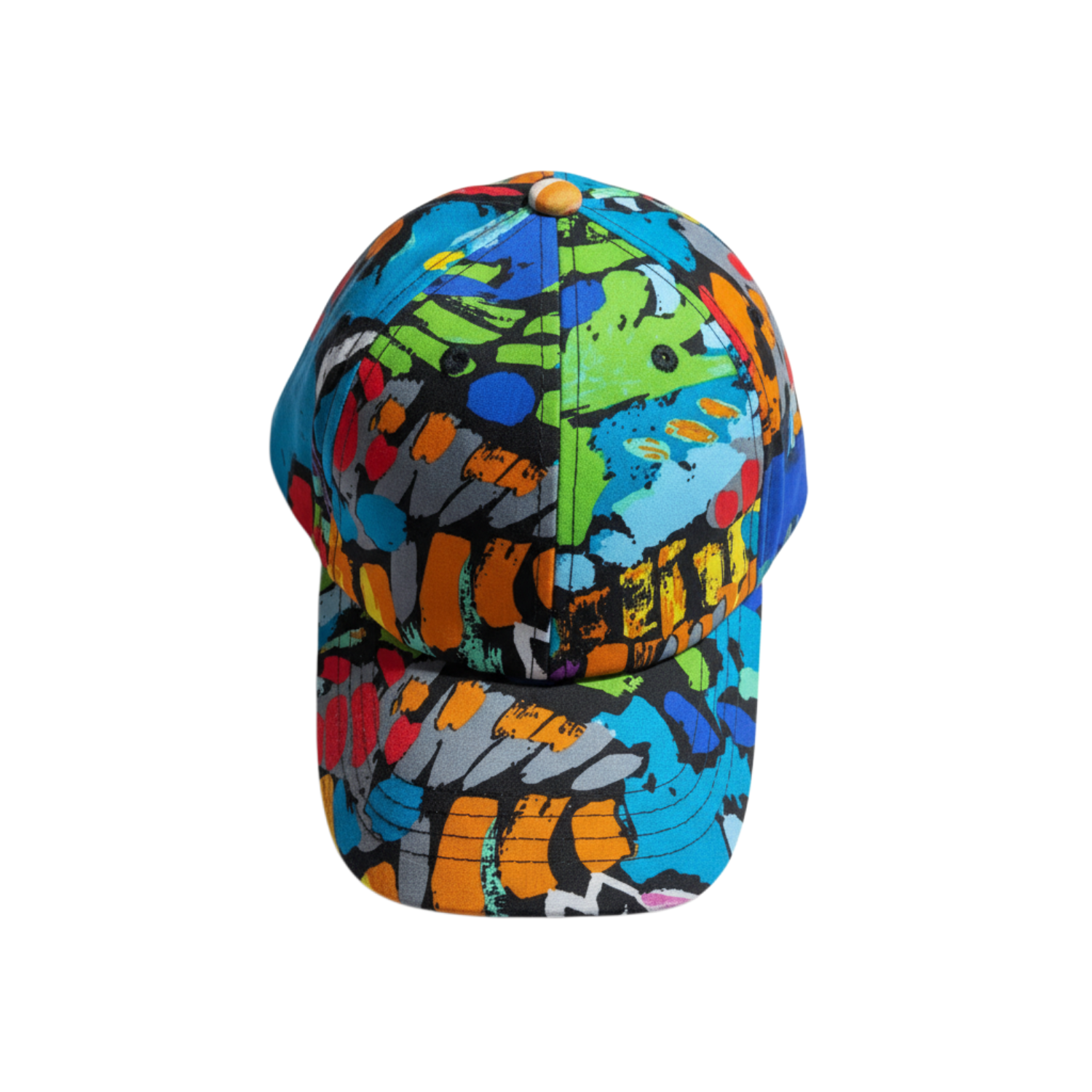 Colorful cap with abstract pattern on a white background