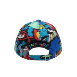 Colorful cap with cartoon characters on a white background