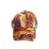 Colorful patterned baseball cap on a white background