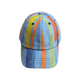 Colorful striped baseball cap on a white background