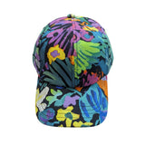Colorful floral-patterned cap on a white background