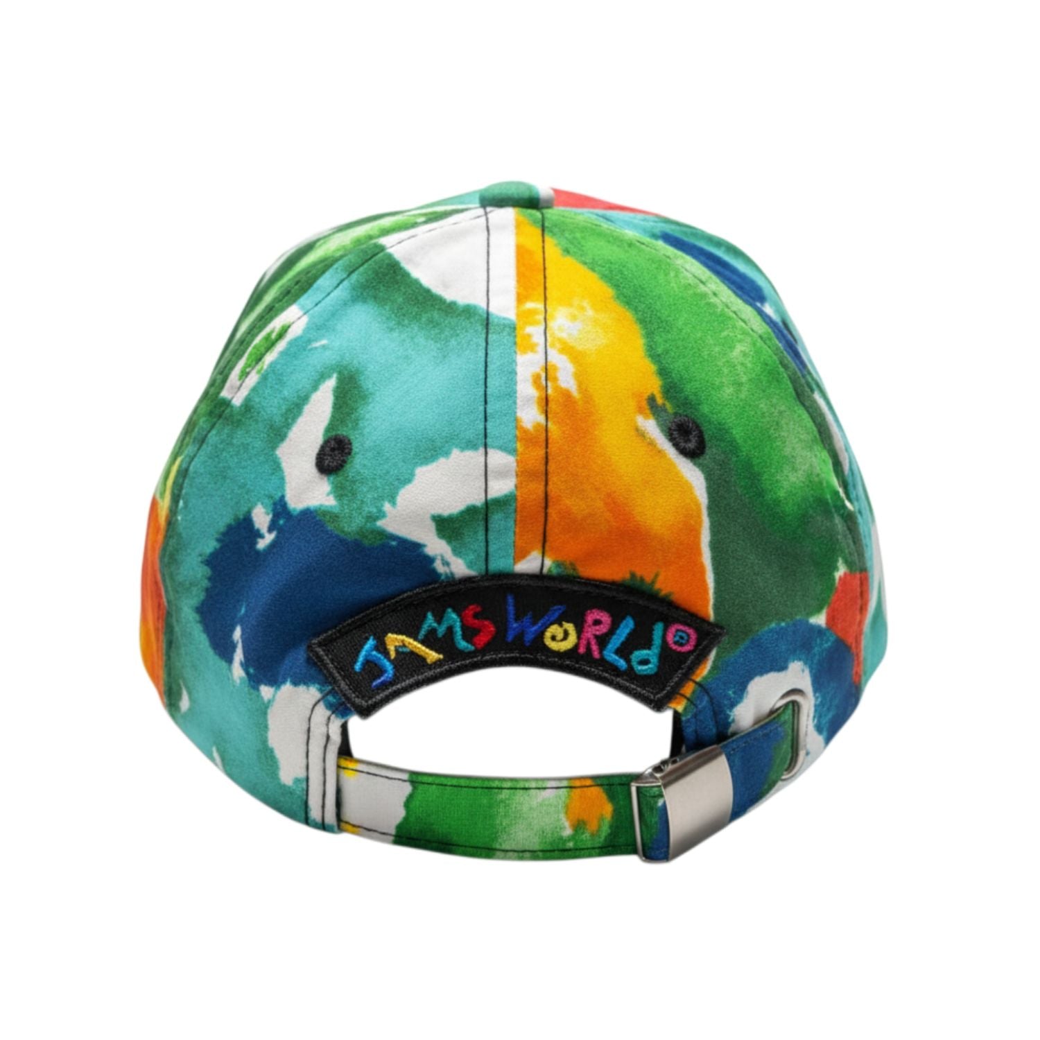 Colorful cap with a 'Jamaica World' logo on a white background